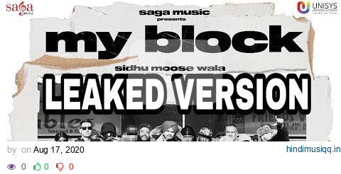 My Block (LEAKED)  Sidhu Moosewala , Leaked Song by Sunny Malton / Songs 2020 / Hit Music Company pagalworld mp3 song download