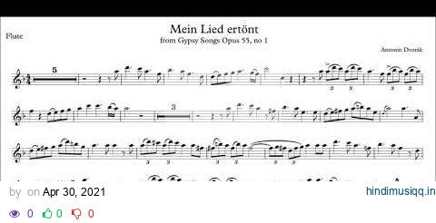 Flute Play-Along - Dvorak Gypsy Songs Opus 55, no 1, Mein Lied ertönt - with Sheet music pagalworld mp3 song download