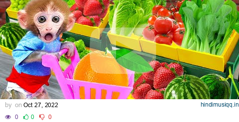 Cute Monkey Baby Bi Bon goes to buy fruit at the supermarket and eats so yummy | Funny Animals Video pagalworld mp3 song download