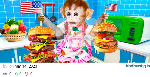 Baby monkey Bi Bon go to the supermarket to make hamburgers and enjoy with puppy and cat pagalworld mp3 song download