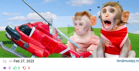 Baby Monkey Bi Bon goes helicopter to buy train at the supermarket and play with puppy, litle cat pagalworld mp3 song download