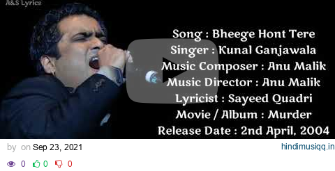 Bheege Hont Tere Full Song With Lyrics By Kunal Ganjawala pagalworld mp3 song download