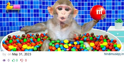 KiKi Monkey bath in the Rainbow BathTub full of M&M candy and play with ducklings | KUDO ANIMAL KIKI pagalworld mp3 song download