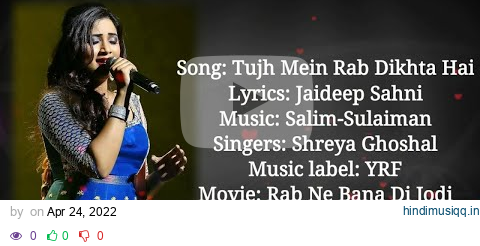 Tujh Mein Rab Dikhta Hai (Lyrics) | Rab Ne Bana Di Jodi | Shreya Ghoshal | AVS pagalworld mp3 song download